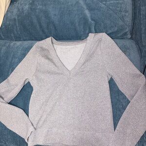 Light Gray V-Neck Sweater